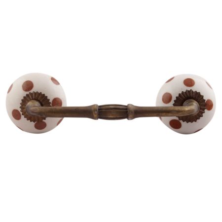 Brown Dotted Ceramic Floral Bridge Handles